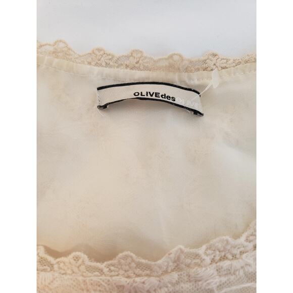 OLIVEdes OLIVE Dress sz Small Pink Beige Striped Lace Corset Top Flared Lined - Picture 15 of 16